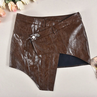 Sultry Chic Leather Pleated Mini Skirt