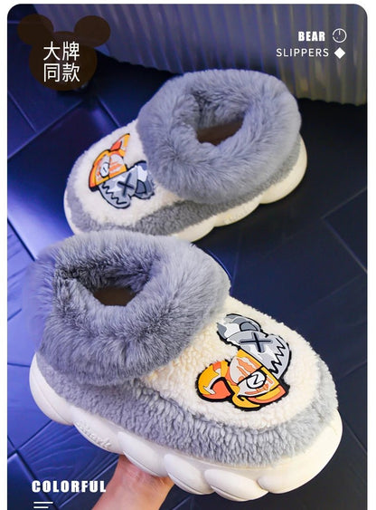 Winter Warm Hightop Slippers - Plush Comfort with Thick Bottom