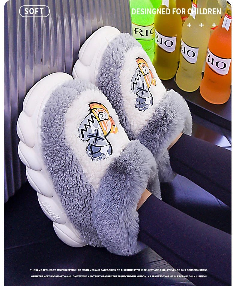 Winter Warm Hightop Slippers - Plush Comfort with Thick Bottom