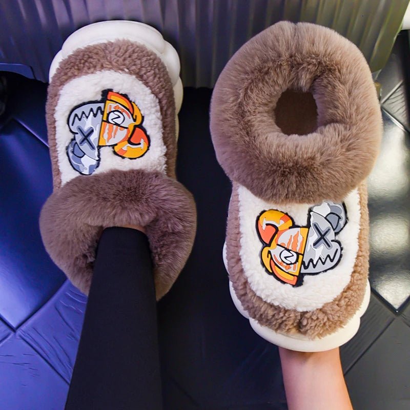 Winter Warm Hightop Slippers - Plush Comfort with Thick Bottom