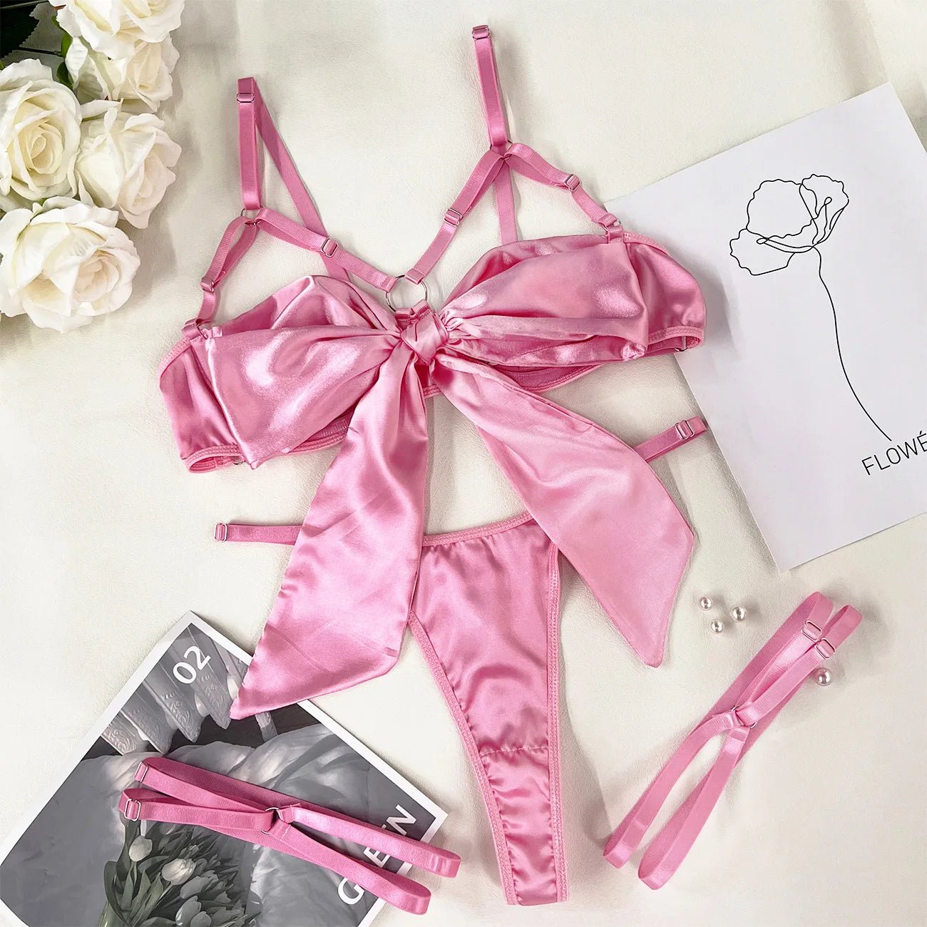 Yimunancy 3-Piece Bow Lingerie Set