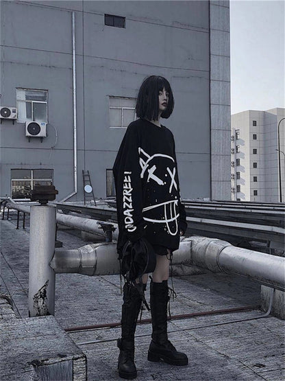 Harajuku Alt Emo Oversized Long Sleeve Tee