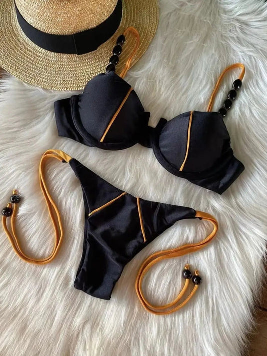 Sculpted Silhouette: RUOTONGSEPT 2023 New Low-Waist Push-Up Bikini Set