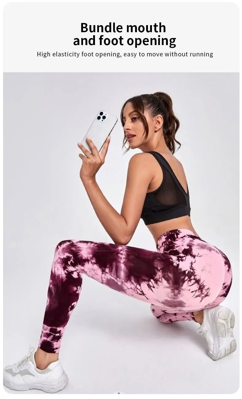 Seamless Tie Dye Yoga Leggings - High Waist Push-Up Performance Wear