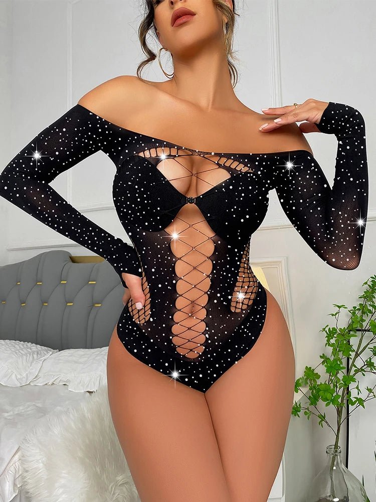 Rhinestone Body Stocking: Seductive Charm