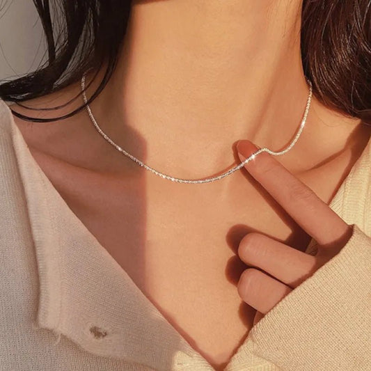 Sparkling Silver Clavicle Chain Choker: 2022's Popular Fine Jewelry Gift