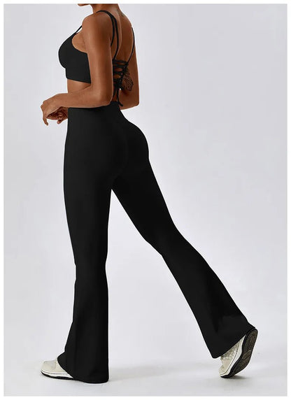 Elegance in Motion Flare Leggings - High Waist Wide Leg Pants