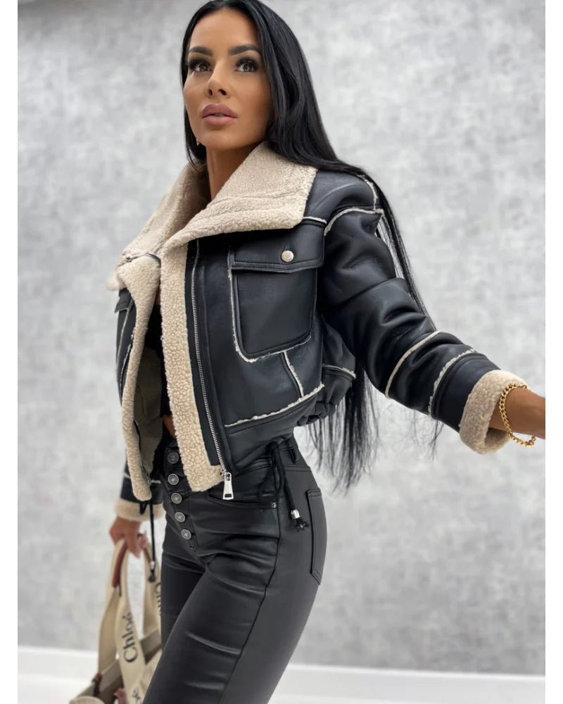 Chic PU Faux Leather Winter Jacket