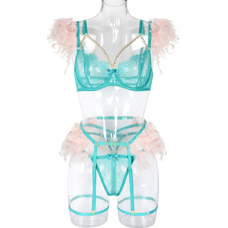 MUZISKAT Feathered Luxury Lingerie Set