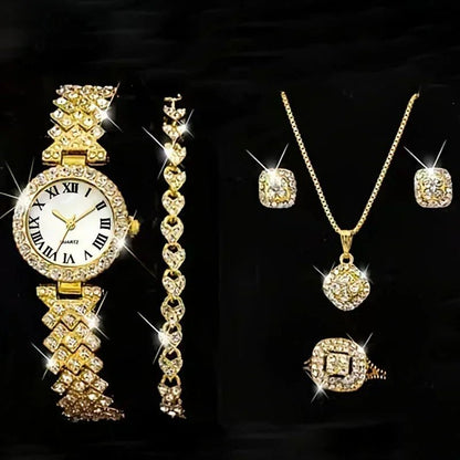 Timeless Elegance: Fashion Luxury Crystal 5-Piece Jewelry Set for Women