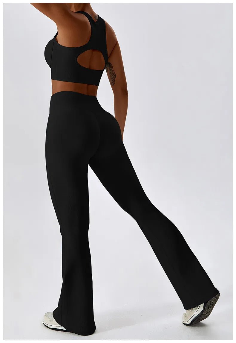 Elegance in Motion Flare Leggings - High Waist Wide Leg Pants