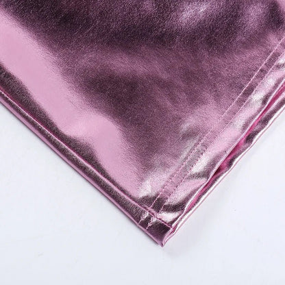 Radiant Reflection Mini Skirt - Pink & Silver Shiny Patent Leather