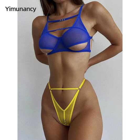 Yimunancy Mesh Cut-Out Lingerie Set