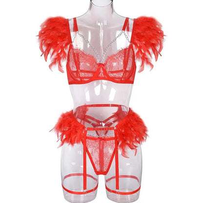 MUZISKAT Feathered Luxury Lingerie Set