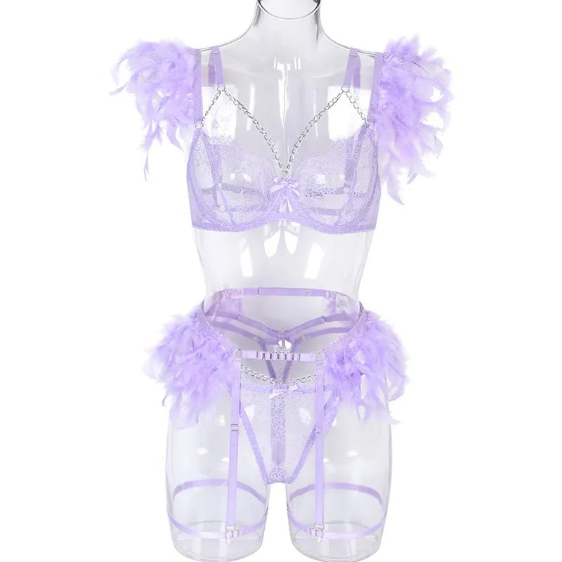 MUZISKAT Feathered Luxury Lingerie Set