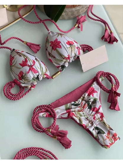 Sultry Elegance: 2023 Summer Micro Bikini Set with Push-Up Design