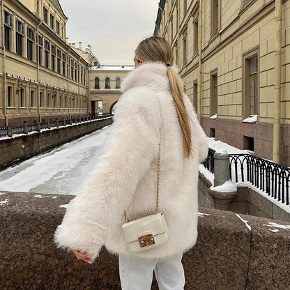 Luxury Fluffy Faux Fur Winter Coat