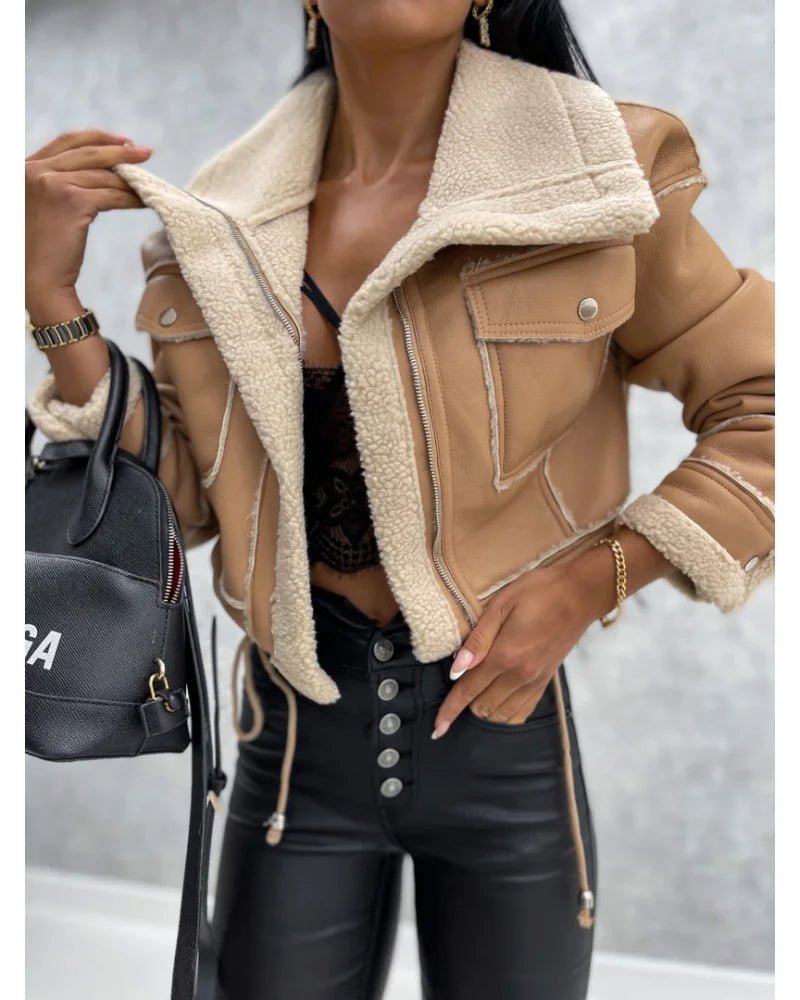 Chic PU Faux Leather Winter Jacket