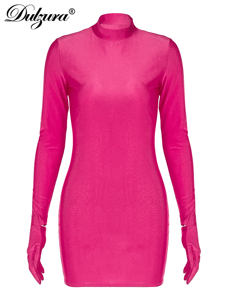 Dulzura Y2K Solid Sleeve Mini Dress