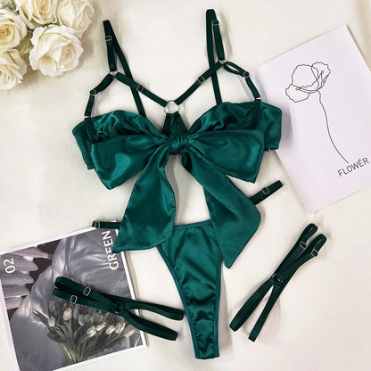 Yimunancy 3-Piece Bow Lingerie Set