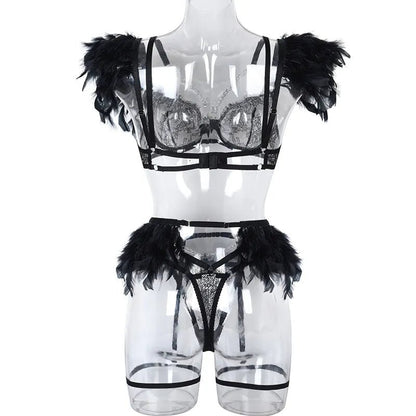 MUZISKAT Feathered Luxury Lingerie Set