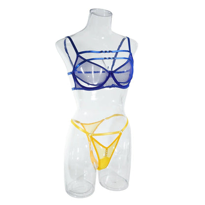 Yimunancy Mesh Cut-Out Lingerie Set