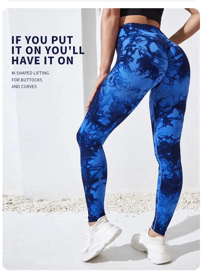 Seamless Tie Dye Yoga Leggings - High Waist Push-Up Performance Wear