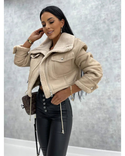 Chic PU Faux Leather Winter Jacket