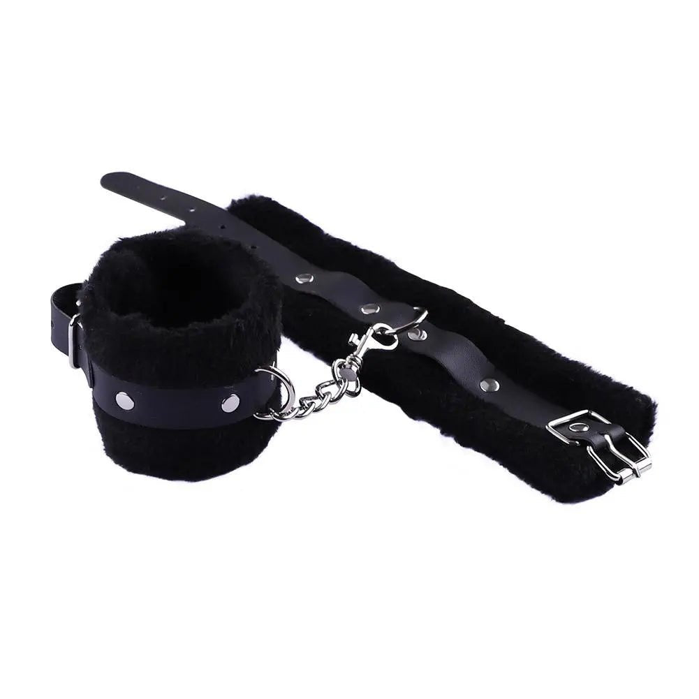 Punk Fluffy Leather Restraint Set