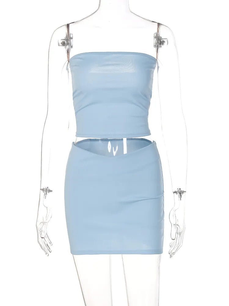 Chic Essence 2-Piece Matching Set - Sleeveless Tube Crop Top and Skirt