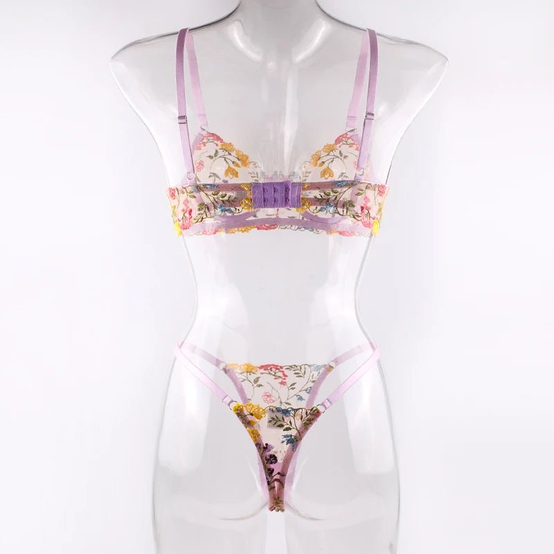 Embroidered Floral Lingerie Set