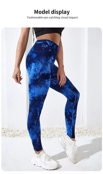 Seamless Tie Dye Yoga Leggings - High Waist Push-Up Performance Wear