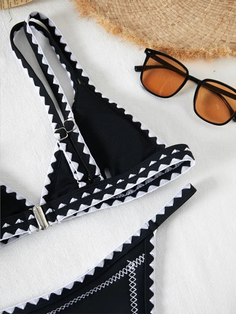 Timeless Elegance: In-X Solid Black 2-Piece Bikini Set