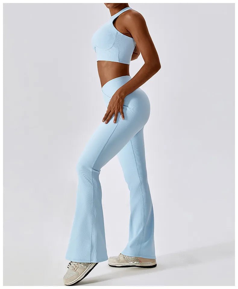 Elegance in Motion Flare Leggings - High Waist Wide Leg Pants