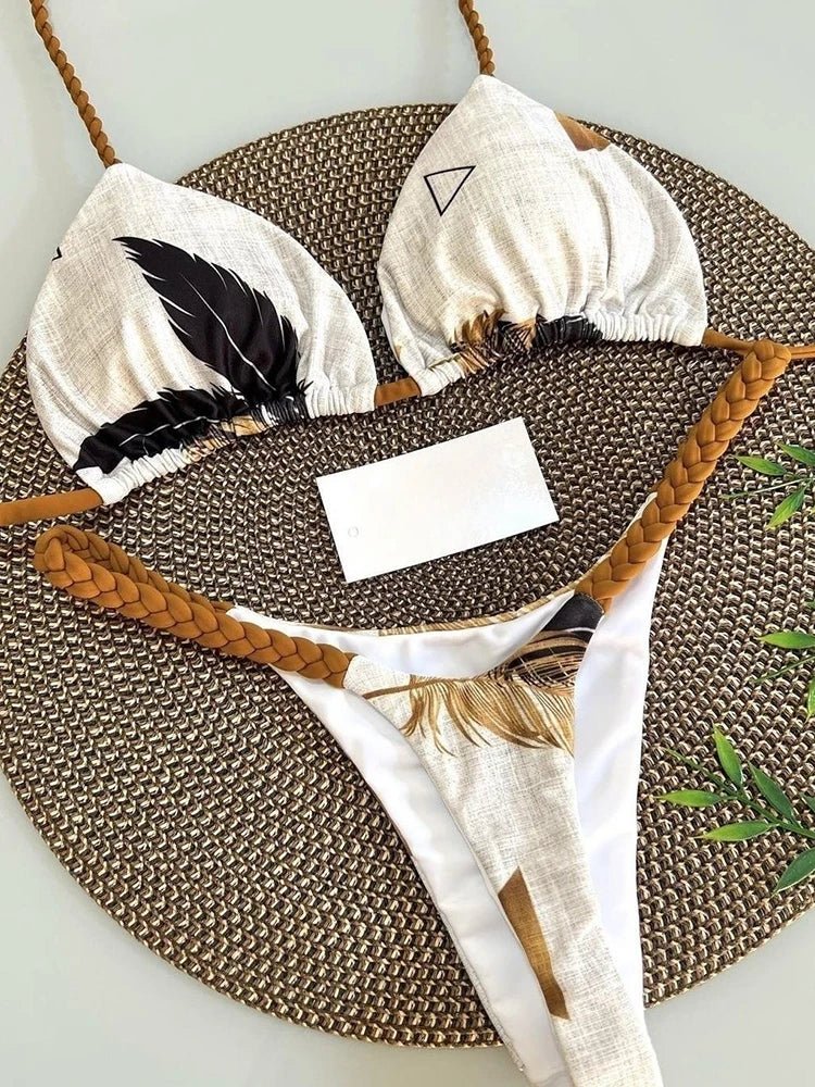 Zebra Chic: High Waist Thong Bikini Set - RUOTONGSEPT 2023