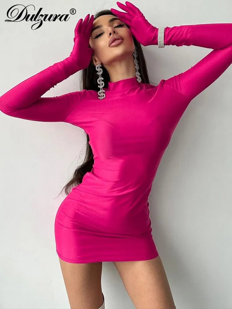 Dulzura Y2K Solid Sleeve Mini Dress