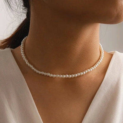 LATS Beads Kpop Pearl Choker: Elegant Gold Color Necklace for Girls