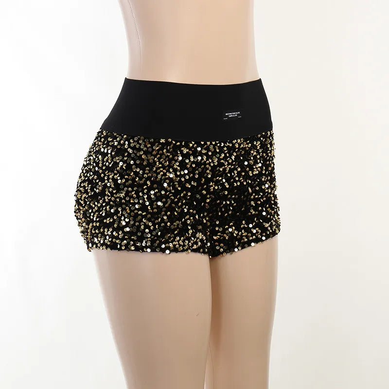 Sequined High Waist Mini Shorts