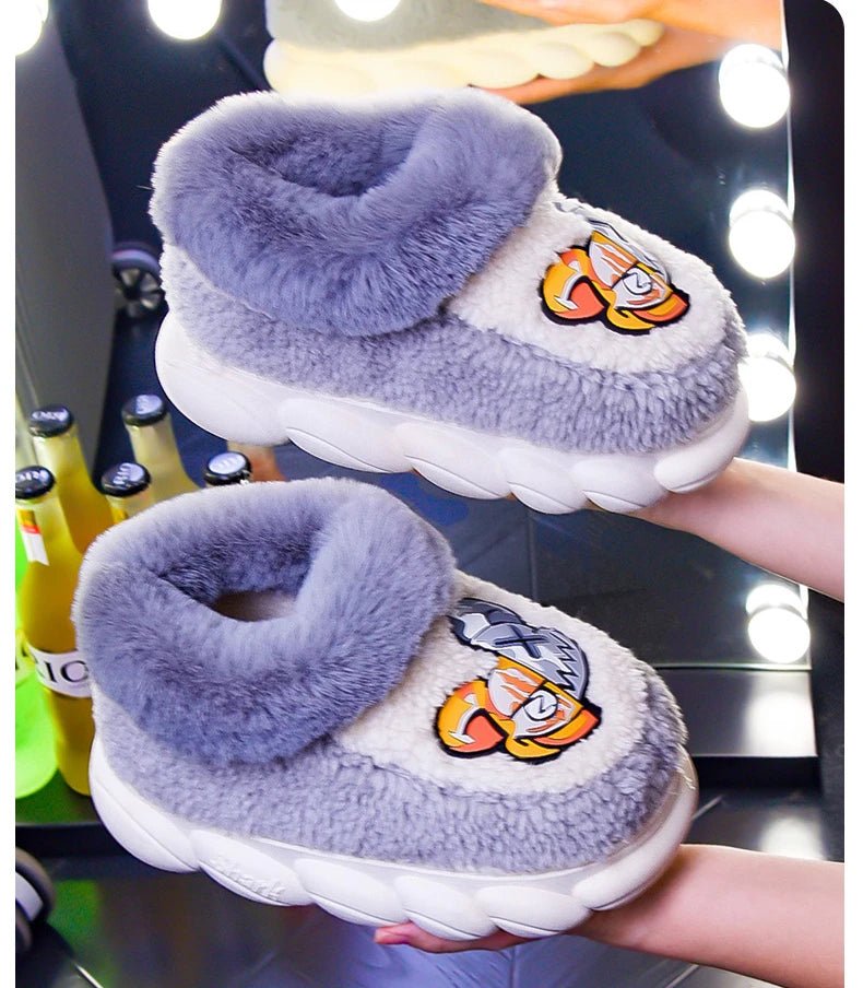 Winter Warm Hightop Slippers - Plush Comfort with Thick Bottom