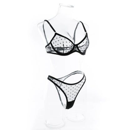 Polka Dot Sheer Bra & Thong Set