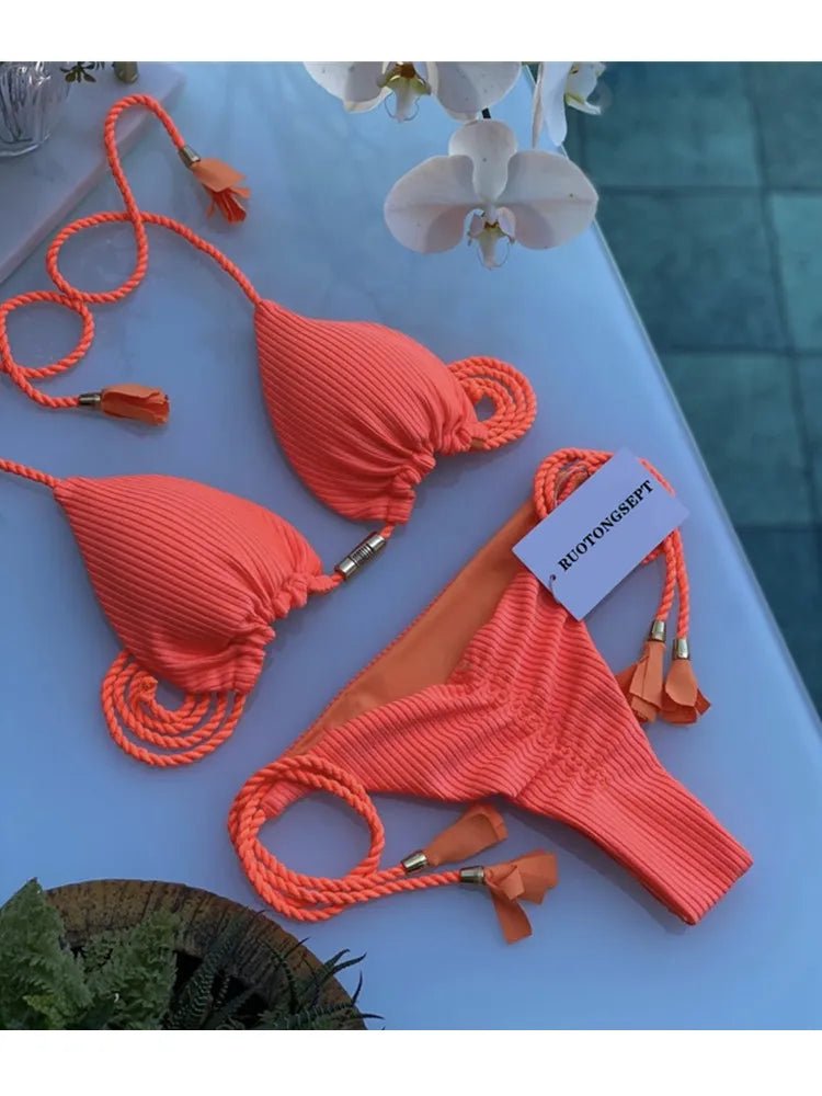 Sultry Elegance: 2023 Summer Micro Bikini Set with Push-Up Design