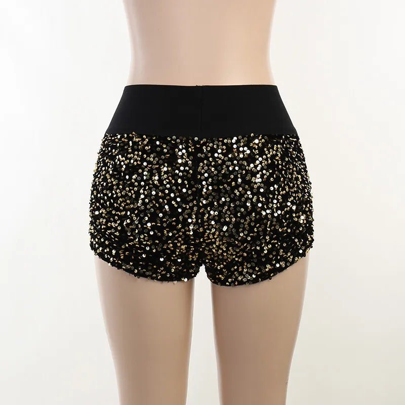 Sequined High Waist Mini Shorts