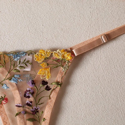 Embroidered Floral Lingerie Set