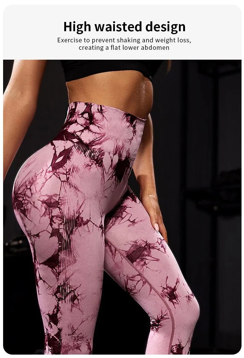 Seamless Tie Dye Yoga Leggings - High Waist Push-Up Performance Wear