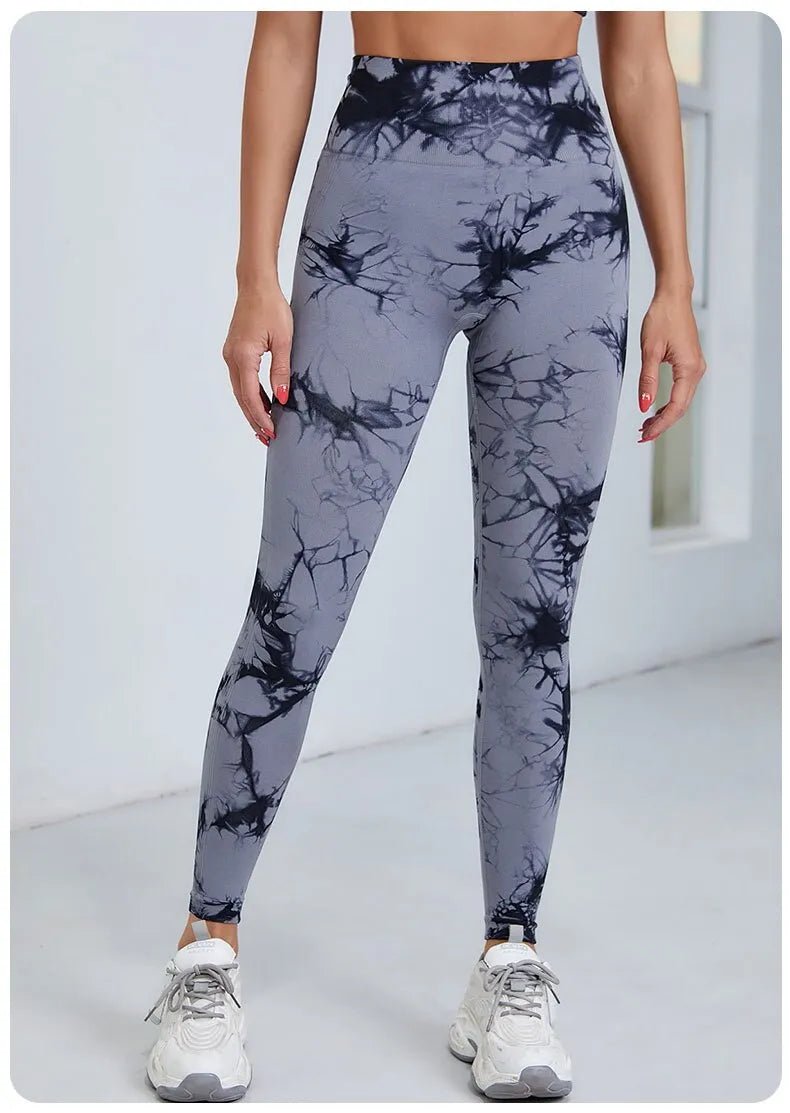 Seamless Tie Dye Yoga Leggings - High Waist Push-Up Performance Wear