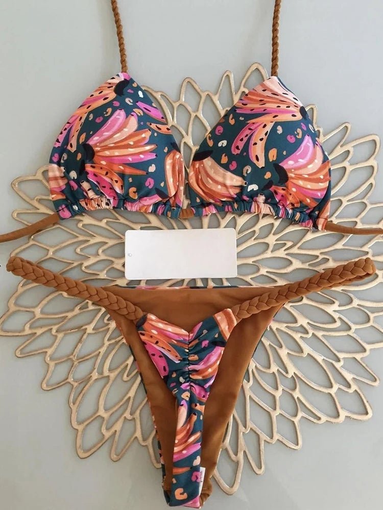 Zebra Chic: High Waist Thong Bikini Set - RUOTONGSEPT 2023