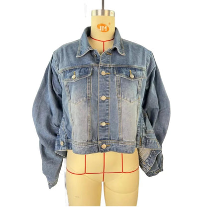 FAGADOER Y2K Vintage Denim Coat