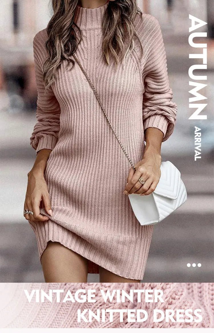 Chic Lantern Sleeve Knit Dress