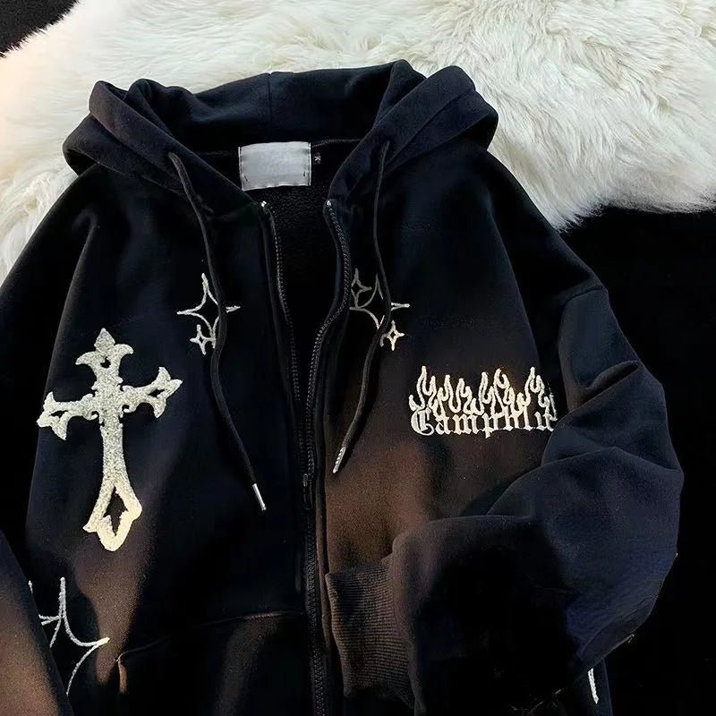 Gothic Embroidery Retro Hoodies