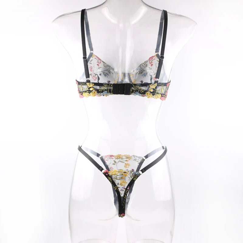 Embroidered Floral Lingerie Set